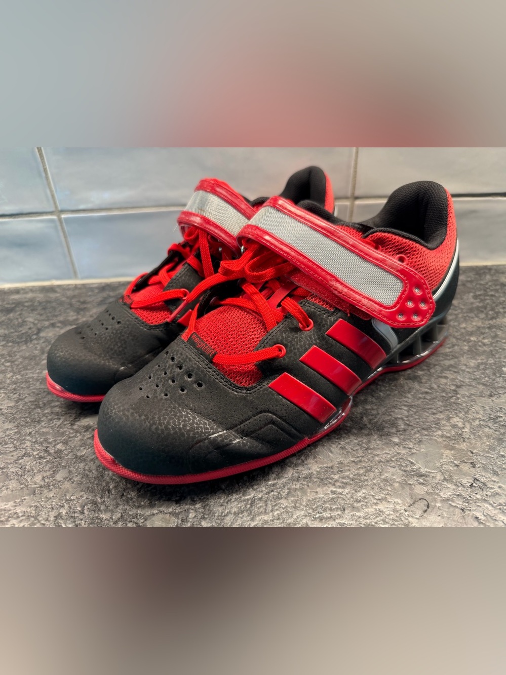 adidas Black and Red men’s size 8.5 weight lifting shoes